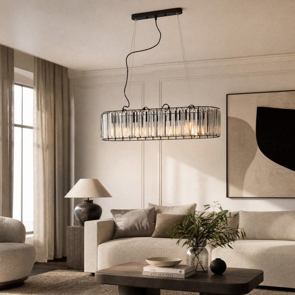 Lampadario in metallo con paralume in vetro Akiko – Premier Housewares-image-2