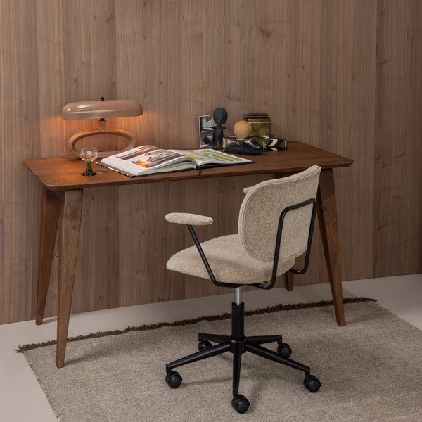 Sedia da ufficio beige imbottito Brint – WOOOD-image-1