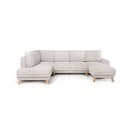 Divano angolare beige allungabile (con penisola a sinistra/a forma di "U") con rivestimento in velluto a coste Tori – Bonami Selection