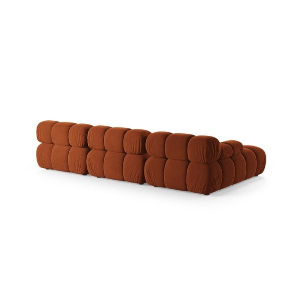 Divano angolare componibile color terracotta (con penisola a sinistra/con chaise lounge) con rivestimento in velluto – Micadoni -image-3