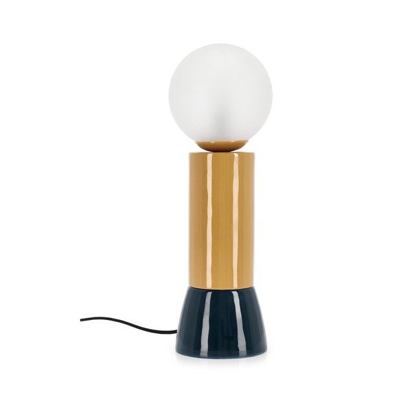 Lampada da tavolo in metallo con paralume in vetro (altezza totale 47 cm) Malton – Bizzotto