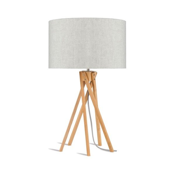 Lampada da tavolo con paralume beige chiaro e struttura in bambù Kilimanjaro - Good&Mojo