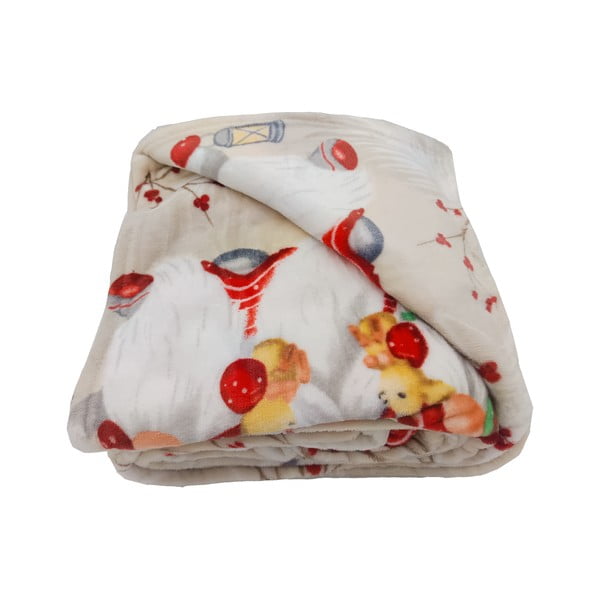 Coperta color crema in micropile a tema natalizio 150x200 cm Goblin – My House-image-2
