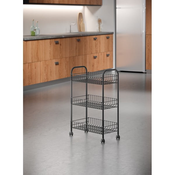 Carrello mobile in acciaio inox nero Lava Lugano - Metaltex-image-4