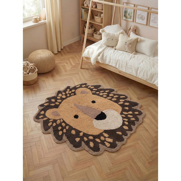 Tappeto per bambini arancione/marrone in cotone lavabile/tessuto a mano 120x125 cm Snuggle Roary – Hanse Home-image-1