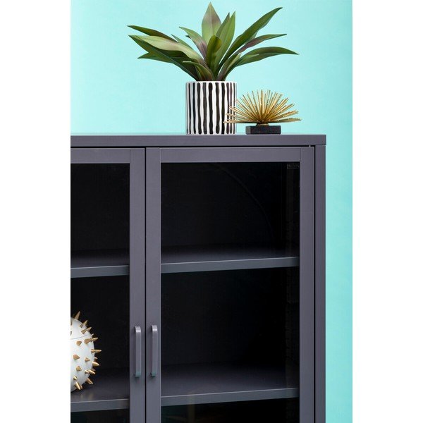 Vetrina grigia in acciaio 75x150x35 cm Acier – Premier Housewares-image-2