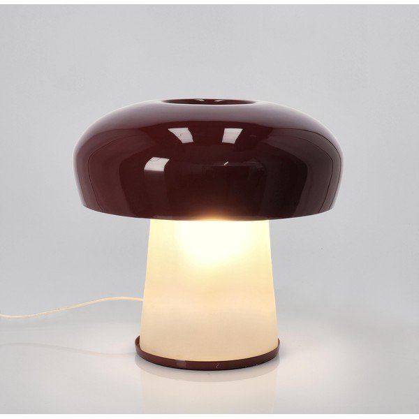 Lampada da tavolo burgundy in metallo con paralume in vetro (altezza totale 35 cm) Clevely – Bizzotto-image-1