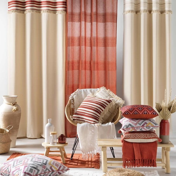 Tenda color mattone e di colore naturale in cotone 140x240 cm Atlas – douceur d'intérieur-image-4