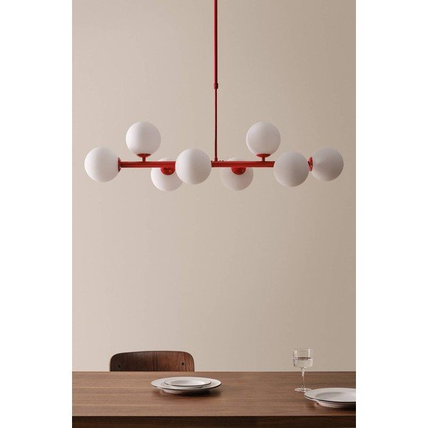 Plafoniera rossa/bianca in vetro opale 30x104 cm Ekman – Jotex-image-2