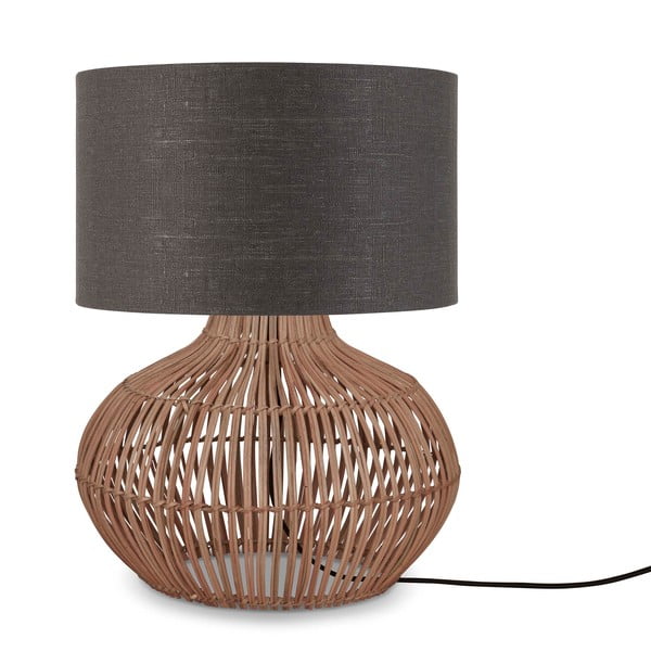 Lampada da tavolo con paralume in tessuto di colore grigio scuro-naturale (altezza 48 cm) Kalahari - Good&Mojo