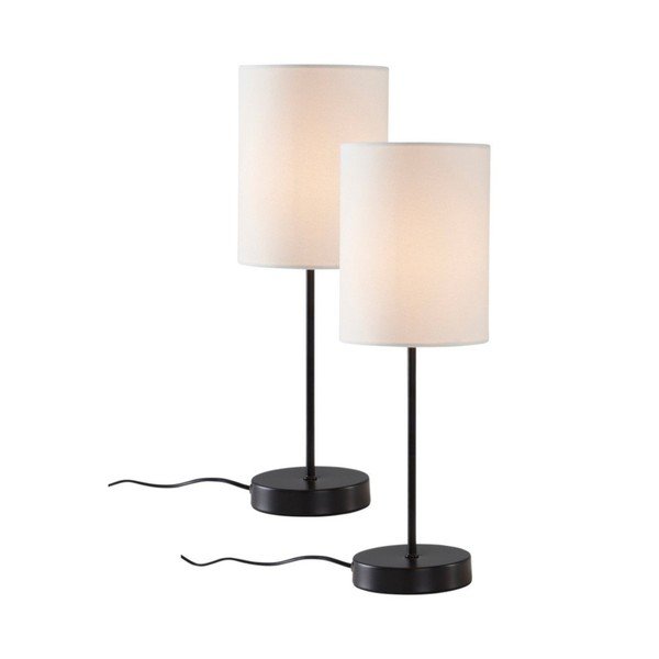 Lampada da tavolo bianca/nera in tessuto (altezza totale 45 cm) Seth – Jotex