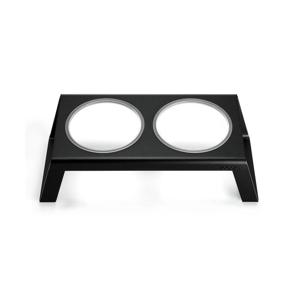 Set di ciotole in metallo con base rialzata per cani Desco Black M - MiaCara-image-3