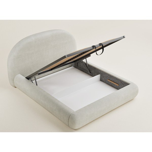 Letto matrimoniale imbottito color crema con contenitore con rete inclusa 160x200 cm Maumere – Maison de Rêve-image-3