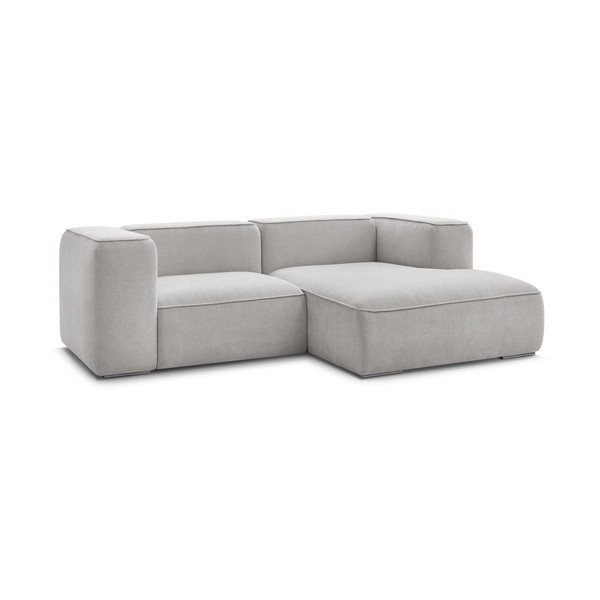 Divano angolare in grigio chiaro (con penisola a destra) con rivestimento in bouclé Zephyr – Bobochic Paris-image-3