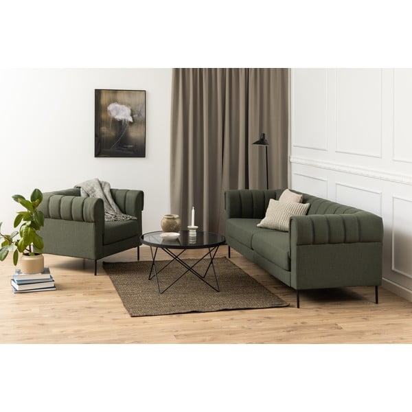 Tavolino nero con piano in vetro ø 80 cm Cuxton - Actona-image-4