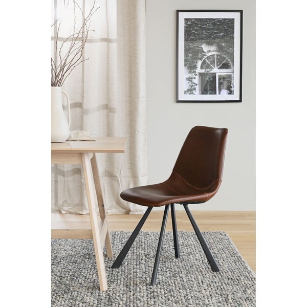 Sedia da pranzo marrone con gambe nere Alpha - Rowico-image-1