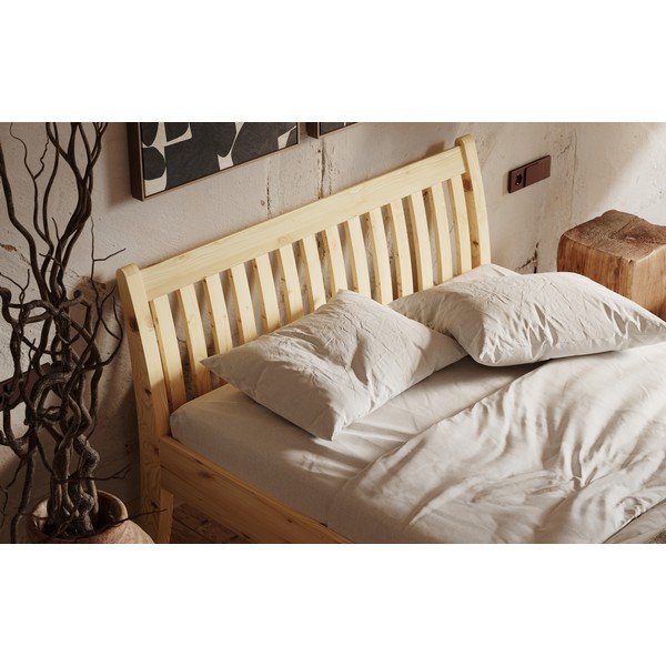 Letto singolo di colore naturale in pino massiccio 90x200 cm Tonja – Olivia Living-image-2