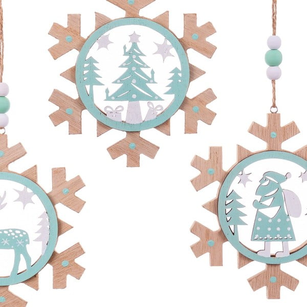 Decorazioni natalizie appese in set da 3 Snowflake - Casa Selección-image-1