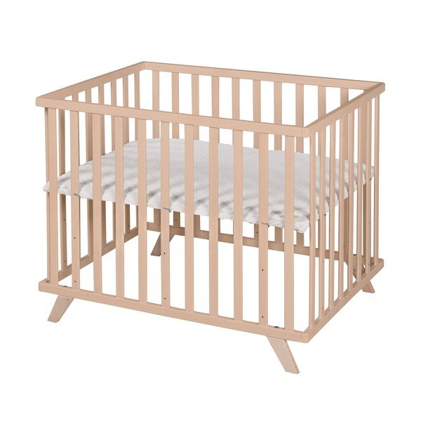 Lettino di colore naturale in faggio massiccio con altezza regolabile 75x100 cm Lil Planet – Roba