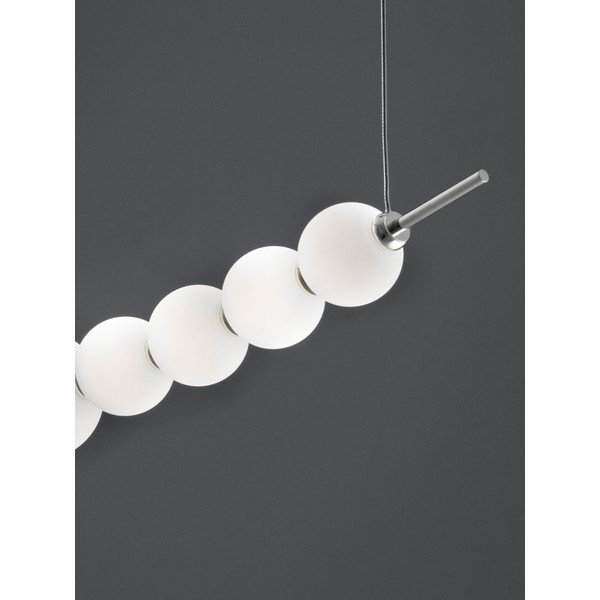 Lampadario LED bianco/color argento lucido in metallo con paralume in vetro con intensità regolabile Perla – Nova Luce-image-2