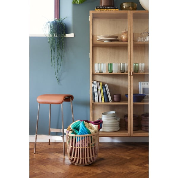 Set di sedie da bar marrone cognac/argentata in imbottito 2 pz (altezza della seduta 75 cm) Avenue – Hübsch-image-4