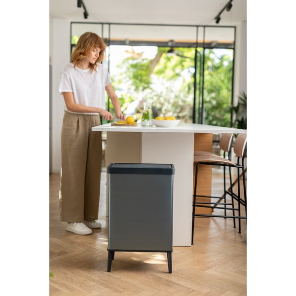 Cestino per la spazzatura grigio touch in plastica riciclata 54 l Verto High - Curver-image-3