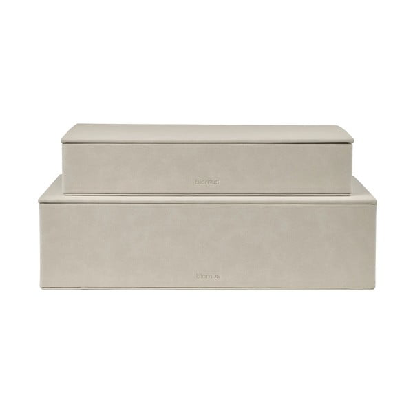 Scatole in set con coperchio beige in finta pelle 2 pz 40x30x11 cm Sahla – Blomus-image-4