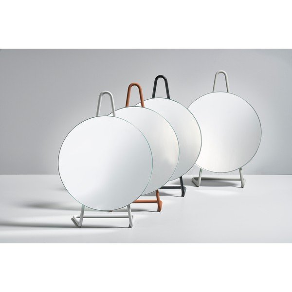 A-Mirror Specchio cosmetico da tavolo in acciaio grigio morbido, ø 31 cm - Zone-image-2