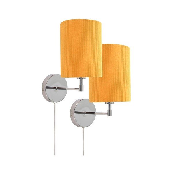 Lampada da parete gialla/color argento lucido in tessuto con alimentazione a corrente Seth – Jotex