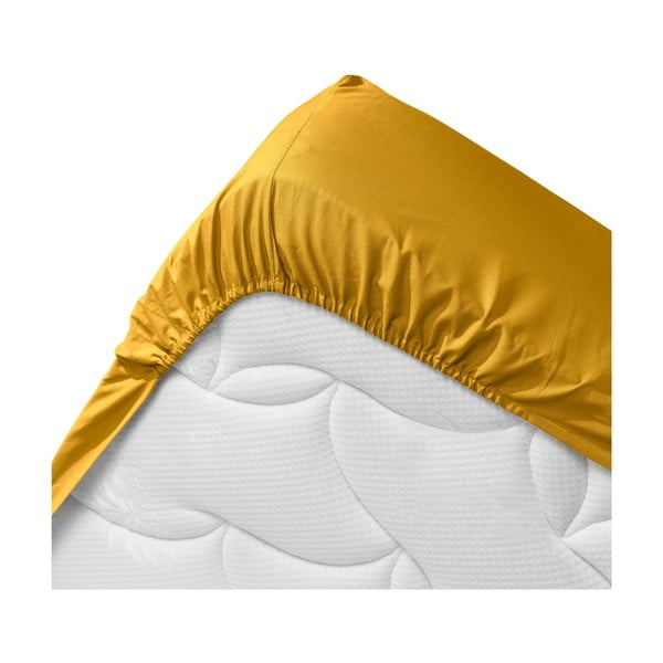 Lenzuolo giallo elasticizzato in cotone biologico 160x200 cm Biolina - douceur d'intérieur-image-3