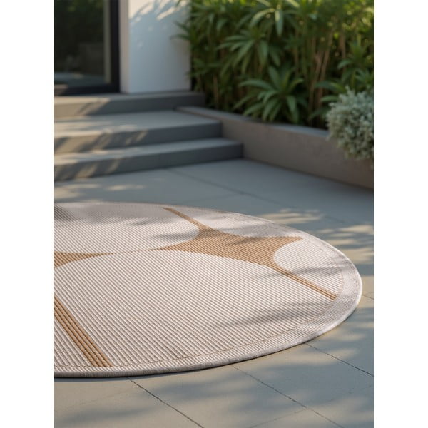 Tappeto da interno/esterno rotondo beige/avorio ø 160 cm Duet Bowen – NORTHRUGS-image-3