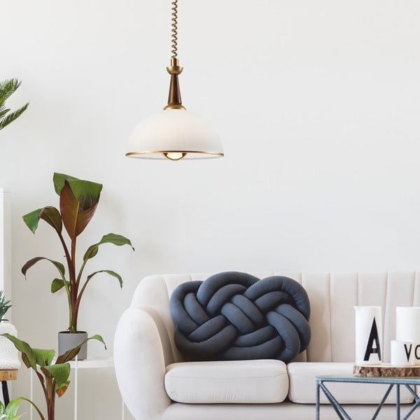 Lampadario in marrone scuro dorato con paralume in vetro ø 30 cm Ciara - LAMKUR-image-1