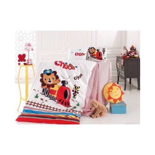 Set di biancheria da letto in cotone per bambini Choo Train, 100 x 150 cm - Mijolnir