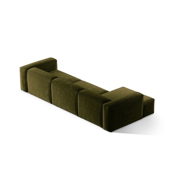 Divano angolare verde (con penisola a sinistra/con chaise lounge) con rivestimento in velluto a coste Bergamo – Cosmopolitan Design-image-4
