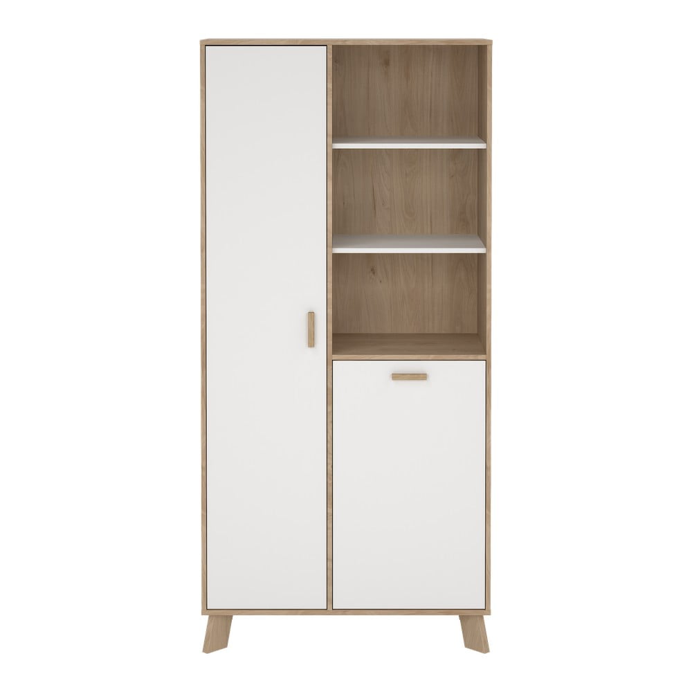 Libreria bianca e di colore naturale con effetto rovere 89x188x40 cm Ikast – Tvilum | Librerie