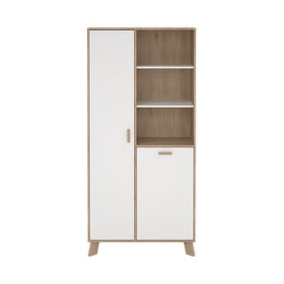 Libreria bianca e di colore naturale con effetto rovere 89x188x40 cm Ikast – Tvilum