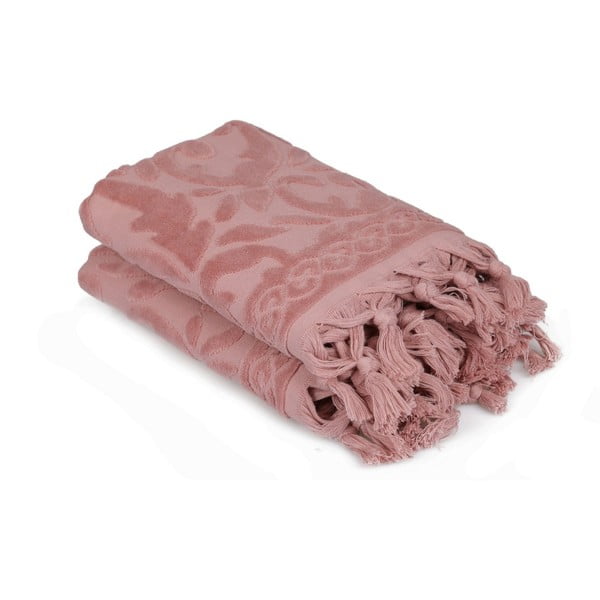 Set di due asciugamani rosa Bohème, 90 x 50 cm - Foutastic