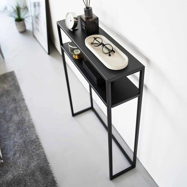 Tavolo consolle nero in metallo 18x60 cm Tower – YAMAZAKI-image-1