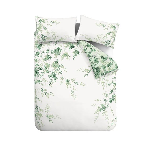 Biancheria da letto bianca/verde in cotone per letto matrimoniale 200x200 cm Scenic Leaves – RHS