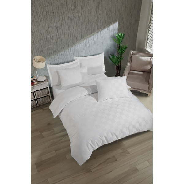 Biancheria da letto bianca in damasco per letto matrimoniale 200x200 cm Kareli – Mijolnir