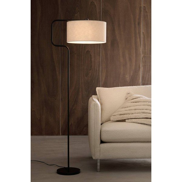 Lampada da terra nera/color crema in tessuto (altezza totale 160 cm) Josho – Ellos Home-image-2