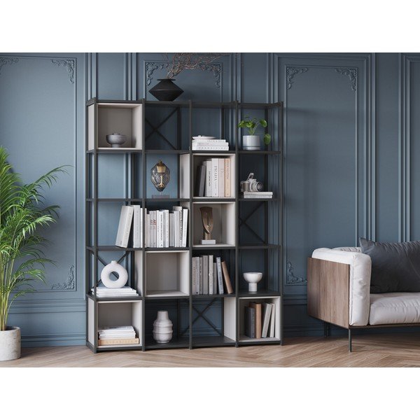 Libreria nera e crema 140x179 cm Anya - Marckeric-image-1