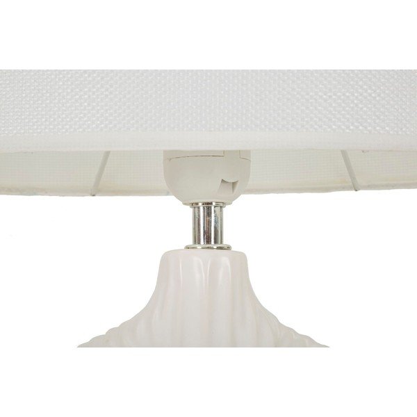 Lampada da tavolo bianca in ceramica con paralume in tessuto (altezza totale 43 cm) Seta – Mauro Ferretti-image-4