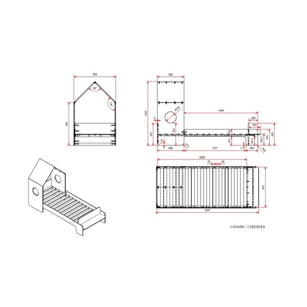 Letto bianco per bambini , 90 x 200 cm Casami - Vipack-image-2