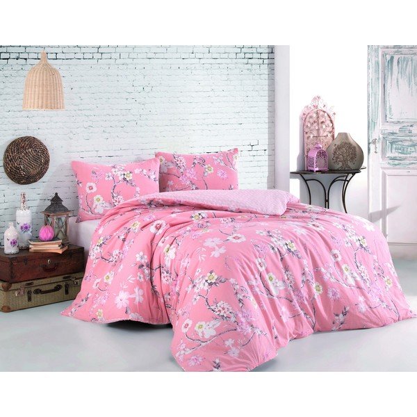 Biancheria in cotone rosa per letto singolo 140x200 cm Ardenya - Mijolnir