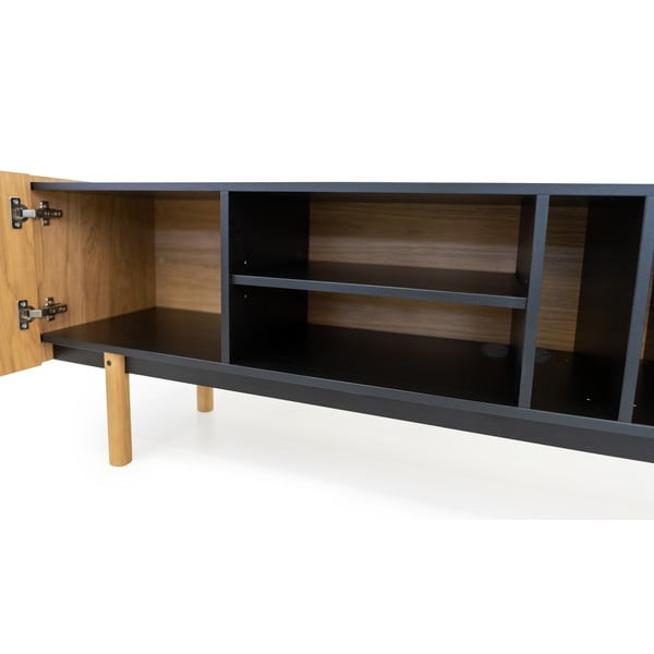 Tavolo TV in rovere nero/naturale 175x60 cm Porto - Woodman-image-3