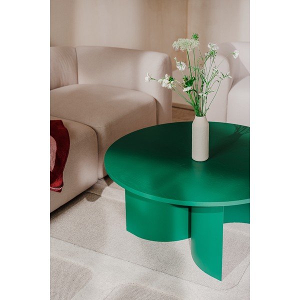 Tavolino da salotto rotondo verde con piano effetto frassino ø 95 cm Gavo – noo.ma-image-3