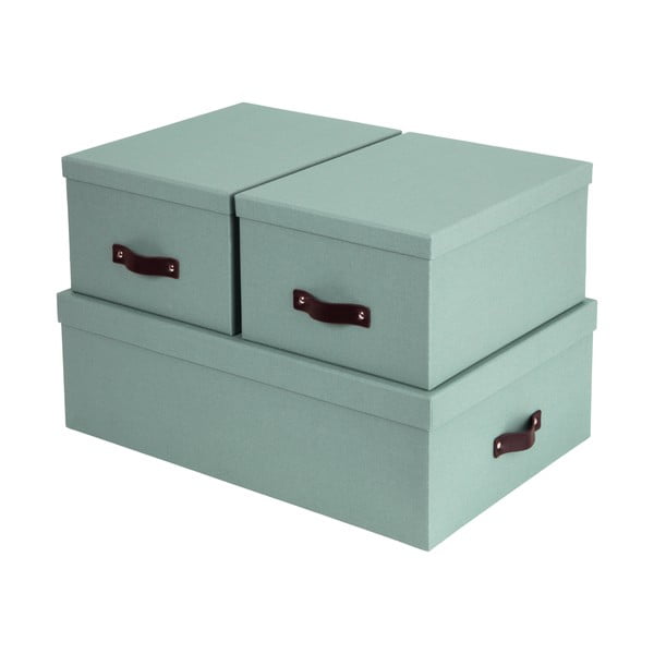 Scatole di cartone con coperchio color menta in set di 3 31x47x15 cm Inge - Bigso Box of Sweden