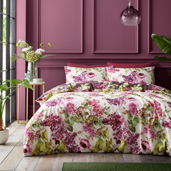 Biancheria da letto viola in cotone per letto singolo 135x200 cm Pia Floral – RHS-image-2