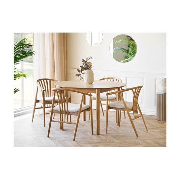 Sedia da pranzo di colore naturale in rovere massiccio con braccioli Agustin – House Nordic-image-4